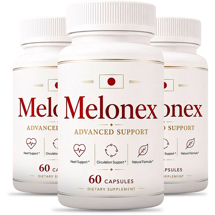Three bottles of Melonex Advanced Support heart and circulation capsules